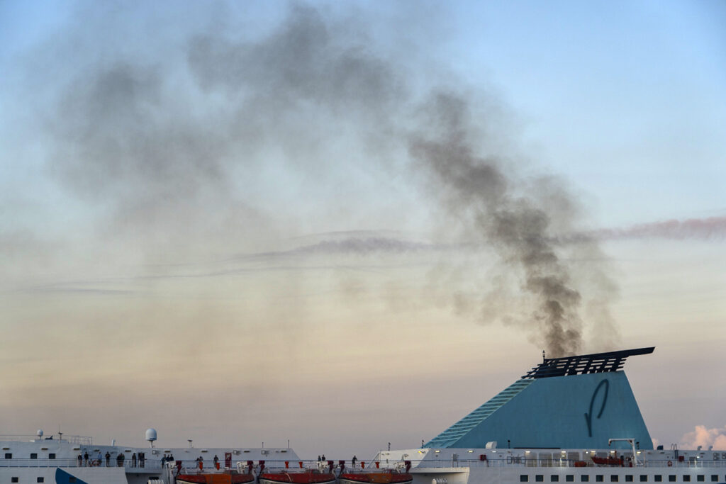 Pollution from passenger ships burning heavy fuel oil or diesel.